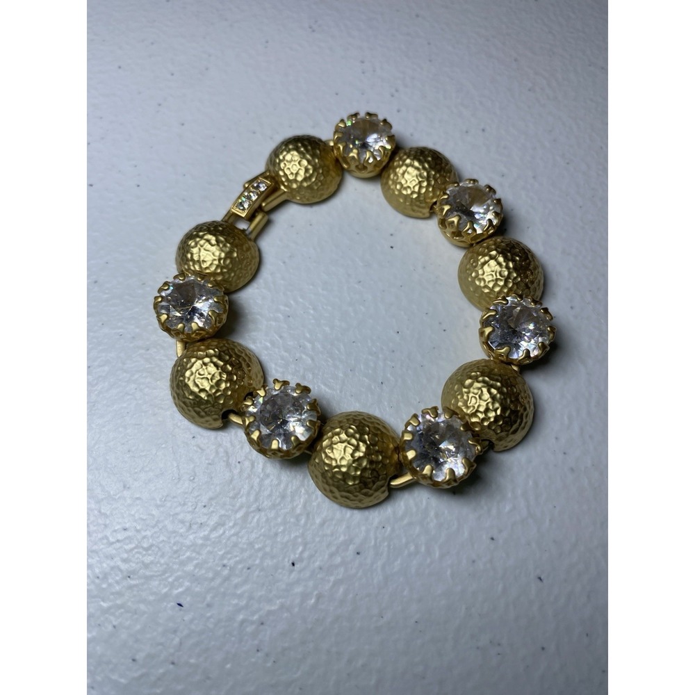 Spartina 449 Chunky Ice Rhinestone Brushed Puffed Ball‎ Bracelet Chain Textured